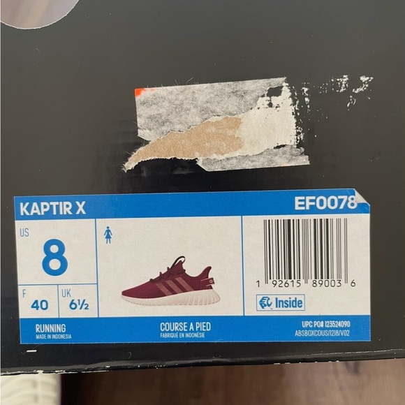 Adidas Kaptir X NWT Women's Sneakers in Burgundy and White - Picture 9 of 9